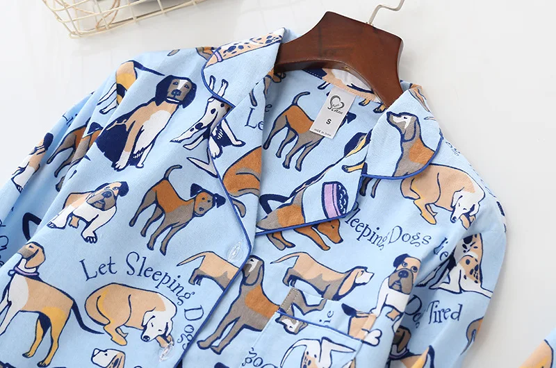 Женский пижамный комплект BZEL из 100% хлопка с длинным рукавом милая мультяшная