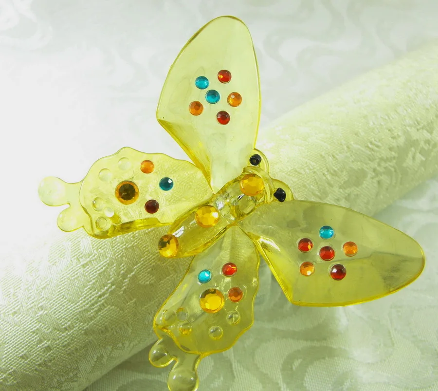 Бабочка с хрустальным свадебным украшением кольцо для салфеток недорогой