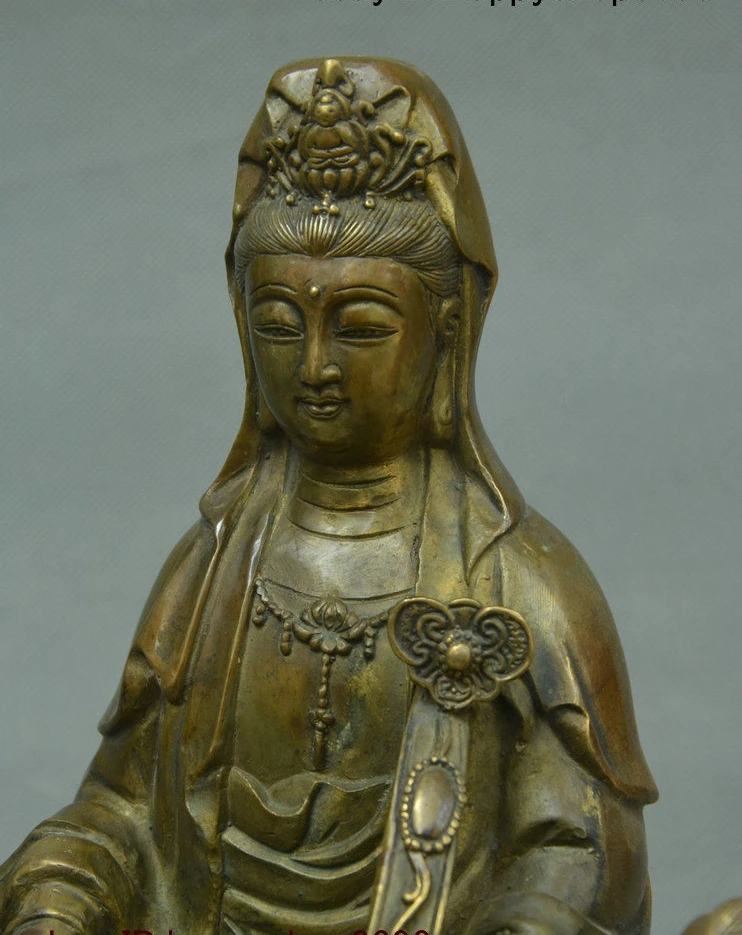 Old China Buddhism Bronze Free Kwan-yin Guan Yin Tong zi Boy Boddhisattva Statue | Дом и сад