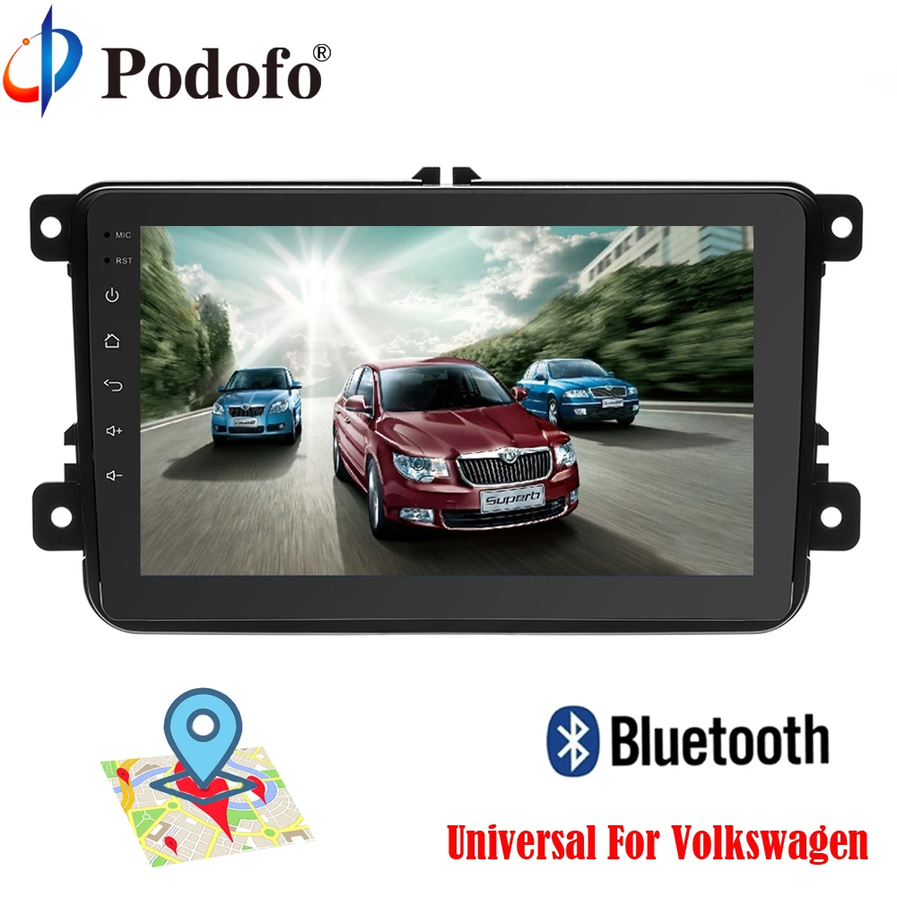 Podofo Android 6 0 автомобильный радиоприемник 8 &quot2din DVD 1024x600 gps навигация емкостный Bluetooth