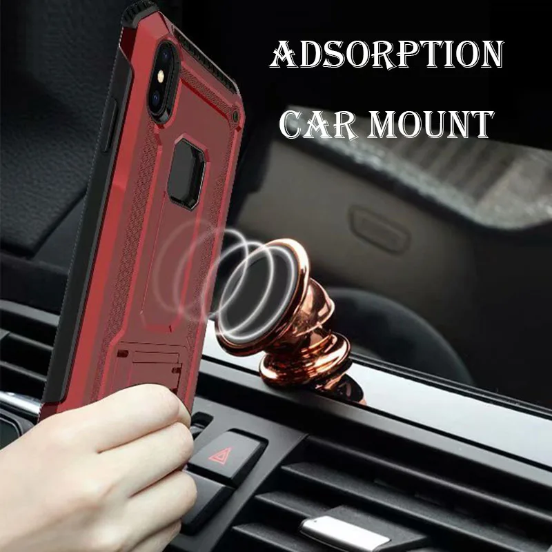 3 In 1 Magnetic Car Mount Shockproof Case for iPhone X XR XS Max Adsorption Coque 6 6s 7 8 Plus Fundas Capa |