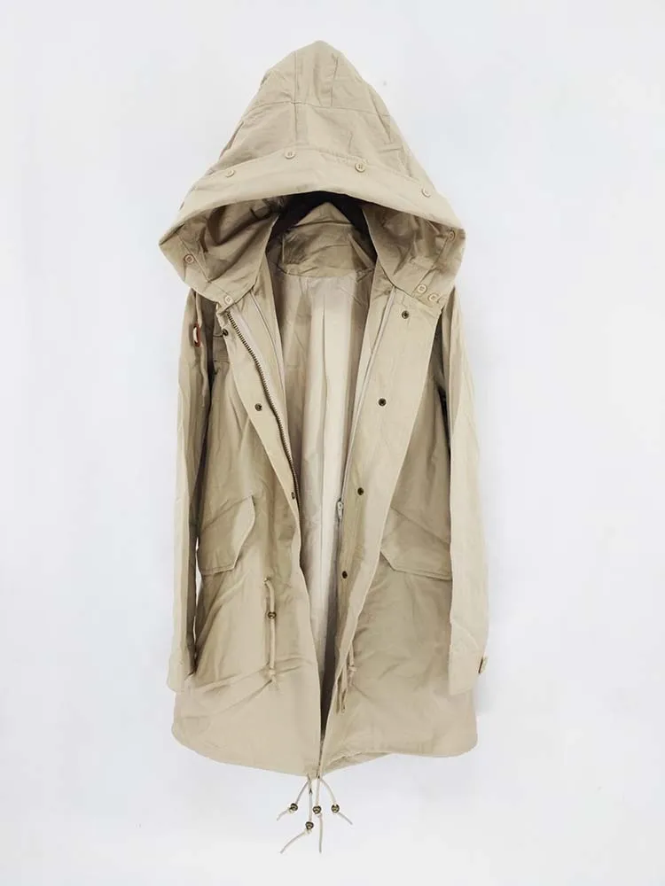Beige Новинка, осенне-зимнее женское пальто, длинный Тренч, женское нижнее белье, уличная верхняя одежда с капюшоном, люксовый бренд размера плюс - Цвет: Beige