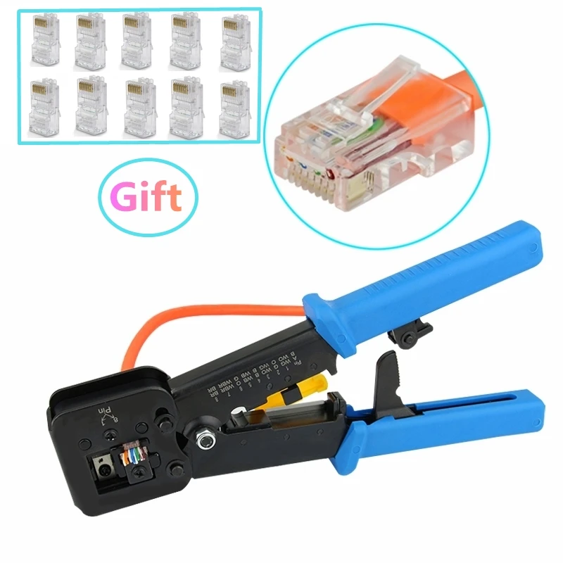 

1PC EZ rj45 crimper hand network tools pliers rj12 cat5 cat6 8p8c Cable Stripper pressing clamp tongs clip multifunction kit