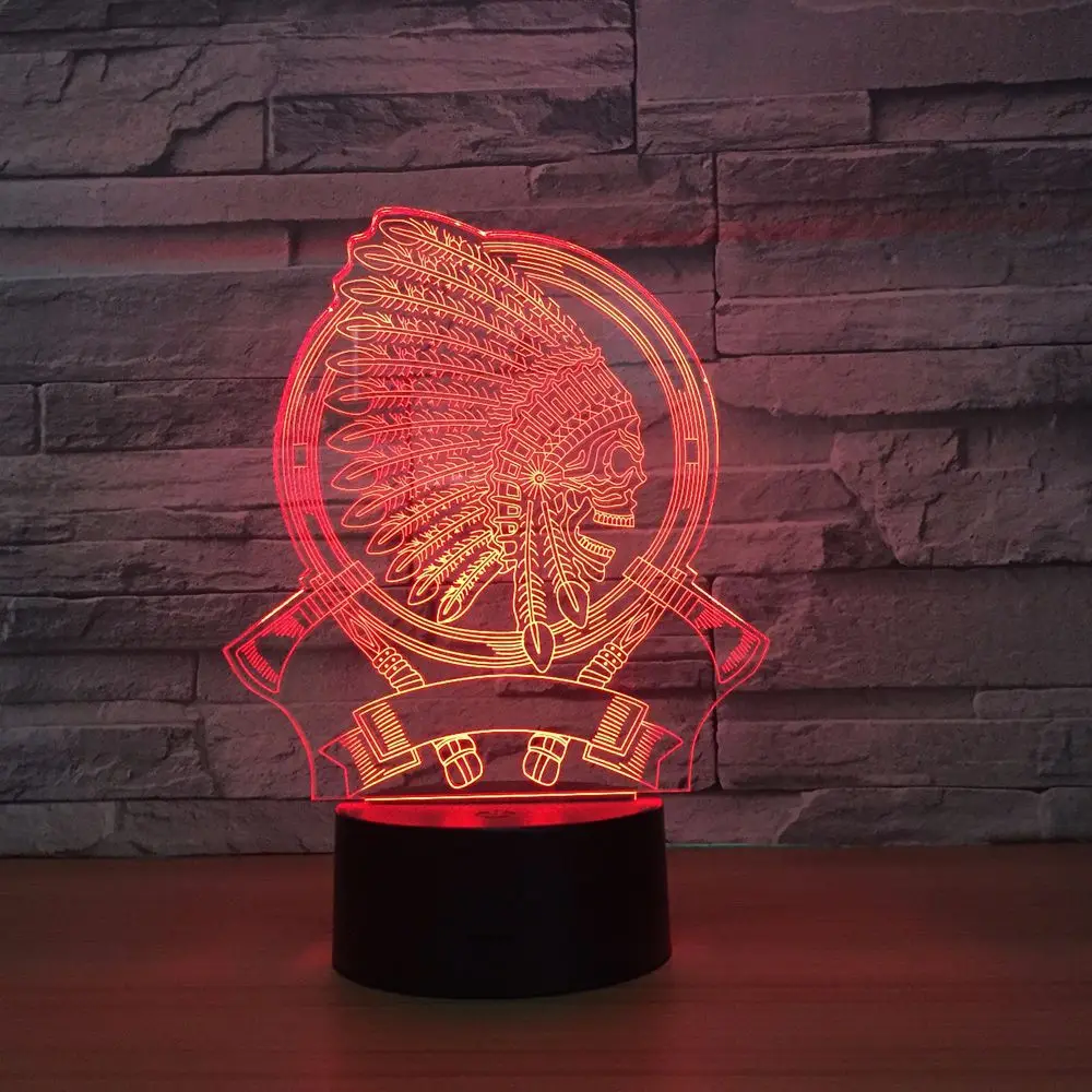 Светодиодный настольный светильник Chief многоцветный сенсорный 3D ночник с USB для