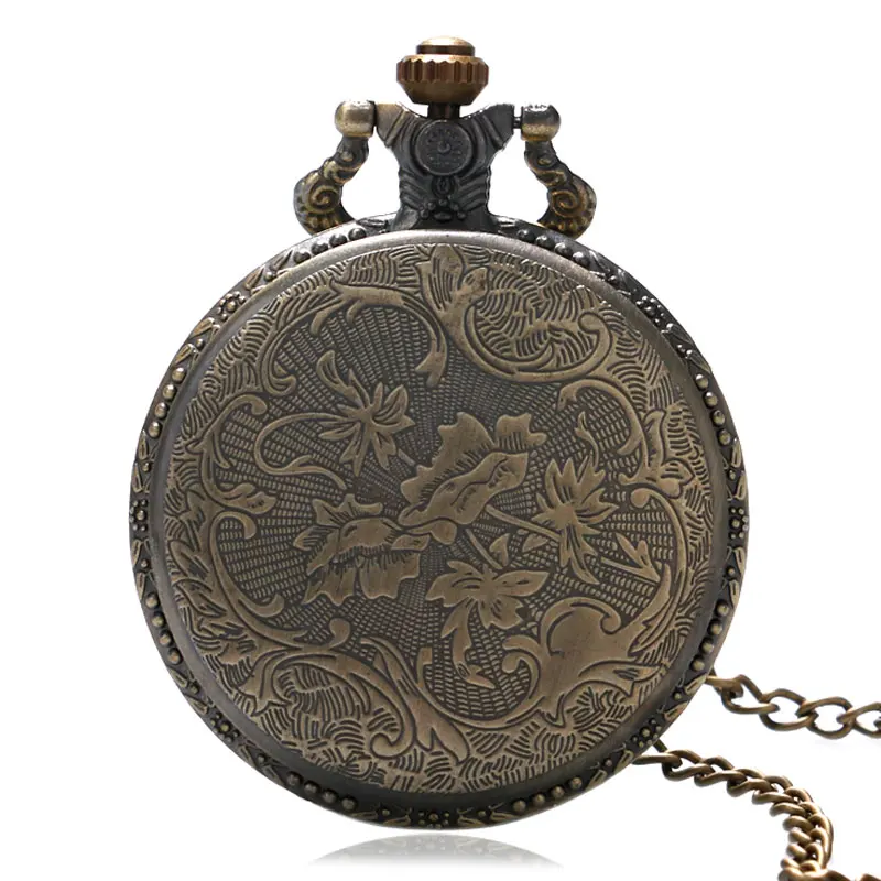 

YISUYA Antique Bronze Hollow Quartz Pocket Watch Constellation Necklace Pendant Vintage Retro Steampunk Half Hunter Gift