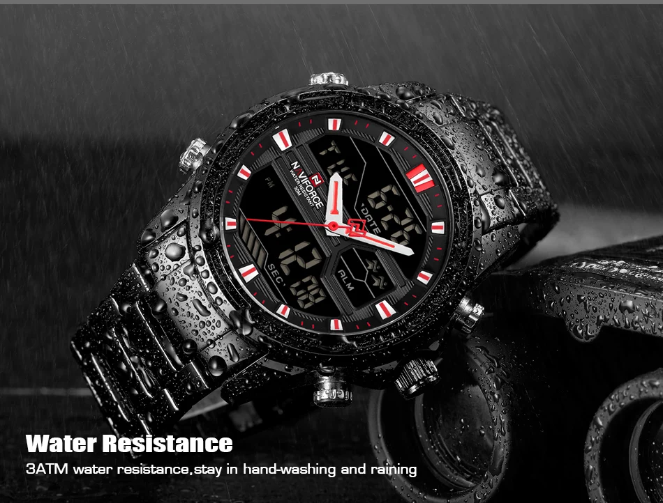 Топ люксовый бренд NAVIFORCE мужские часы спортивные водонепроницаемые светящиеся наручные часы Мужские кварцевые цифровые часы Relogio Masculino