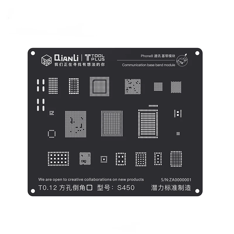 Трафарет 3D BGA черный стальной для iPhone 8P/8/7P/7/6SP/6S/6P/6/5S/5|Сварочные флюсы| |