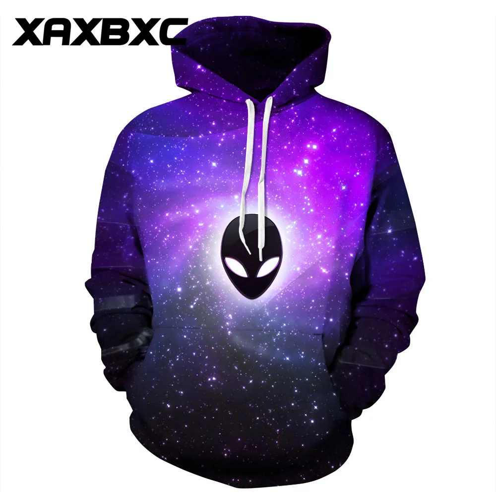 Новый 106 UFO Alien Skull Galaxy Фиолетовый принт Женская толстовка с капюшоном Femme