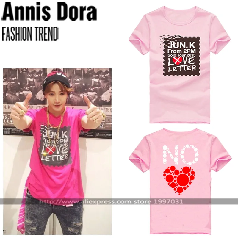 KPOP 2 Jun.K с 2PM solo tour 2015 no love Chansung June Уникальная футболка коротким рукавом|short t-shirt|kpop