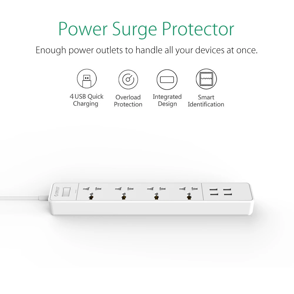 ORICO OSC универсальная защита от перенапряжения для дома и офиса с 4 usb зарядными