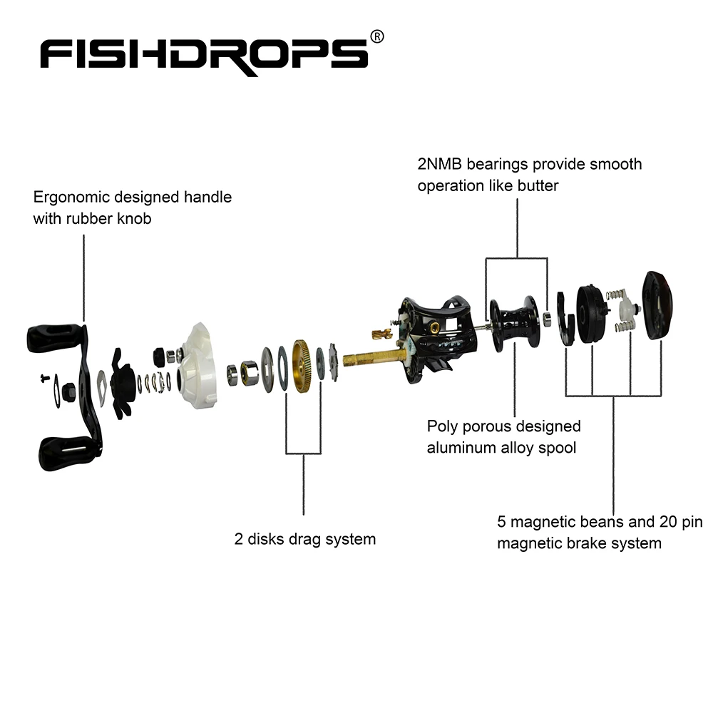 Рыболовная катушка FISHDROPS GT 6 3: 1 приманка для литья левая/правая Магнитная