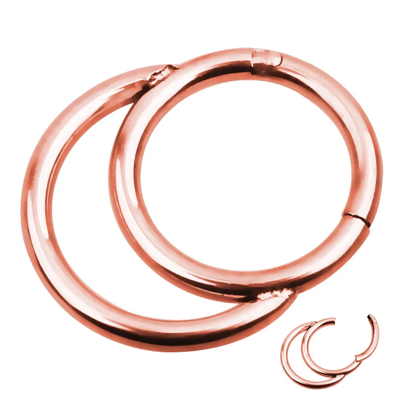 rosegold Двухслойные 16 г стальные кликер сегментные кольца для носа 1,2*8 мм Висячие шарнирные Бесшовные пирсинг носа унисекс ювелирные изделия для тела 1 шт - Окраска металла: rosegold