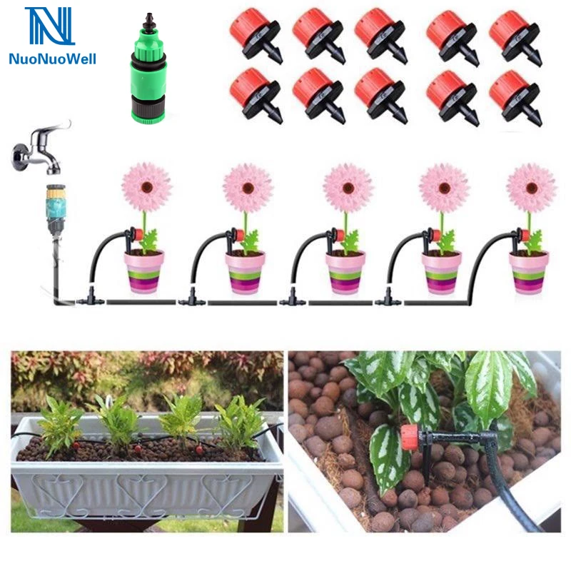 

NuoNuoWell 2019 DIY Drip Irrigation System Balcony Plant Potted Self Watering Kits 10m Garden Hose Greenhouse Mini Sprinkle