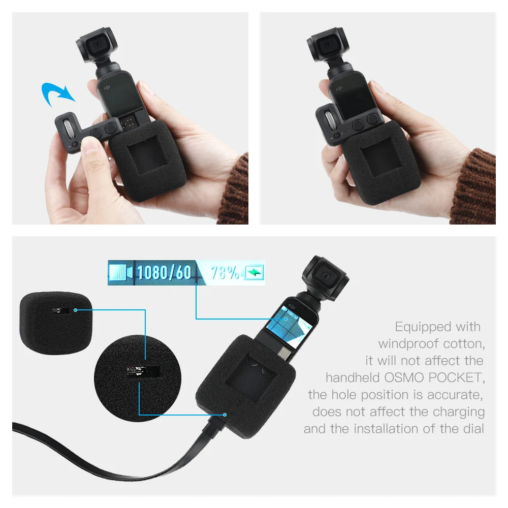 Губка ветрозащитный Хлопковый чехол для DJI OSMO Карманный карданный подвес камера