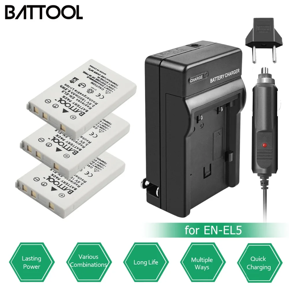 3X EN EL5 ENEL5 аккумулятор + зарядное устройство для Nikon Coolpix P4 P80 P90 P100 P500 P510 P520 P530 P5000 P5100