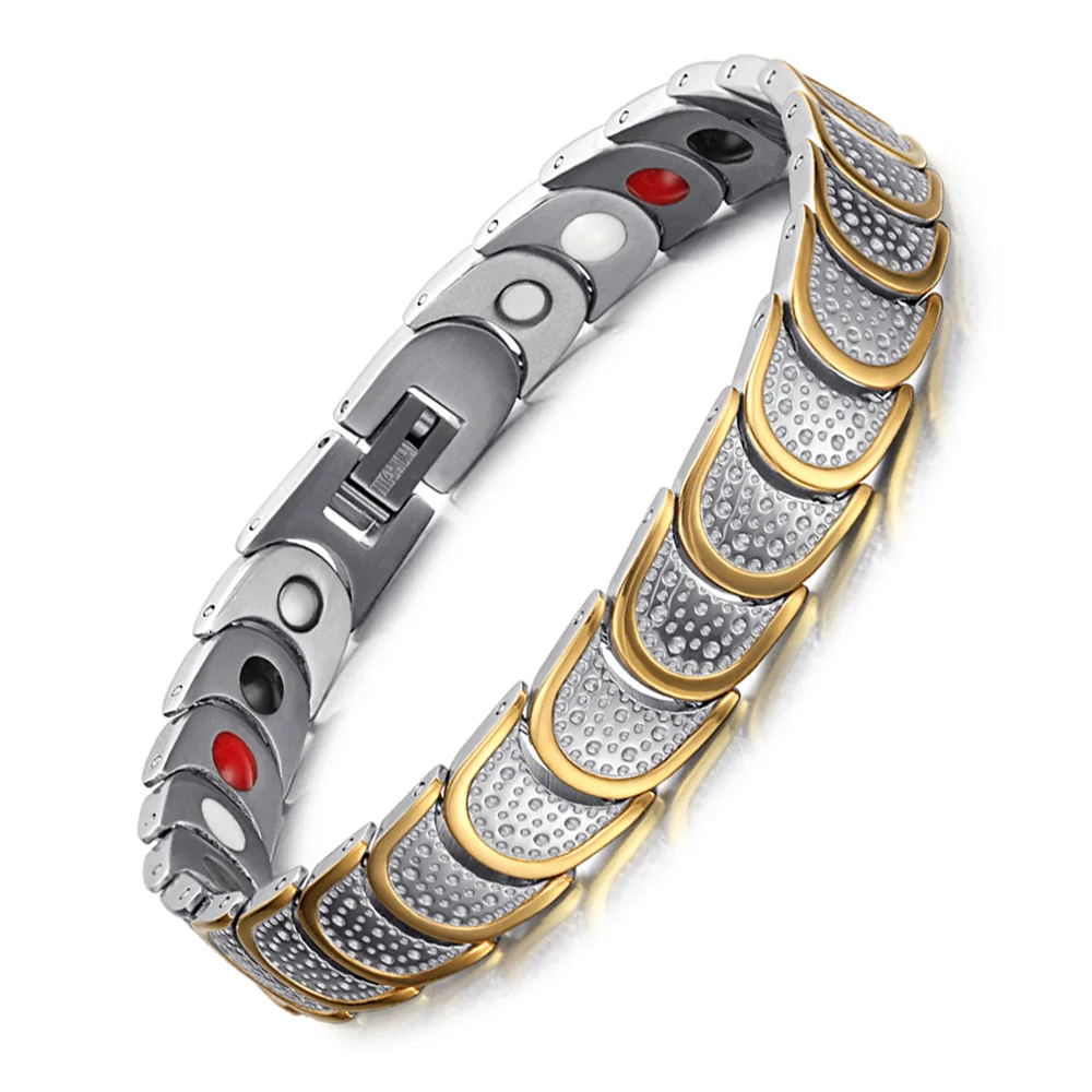 bracelet Rainso позолоченный браслет 4 Ele для мужчин ts здоровья магнитный для мужчин браслеты и браслеты Титан Squamiform дизайн OTB-768SGFIR - Окраска металла: bracelet