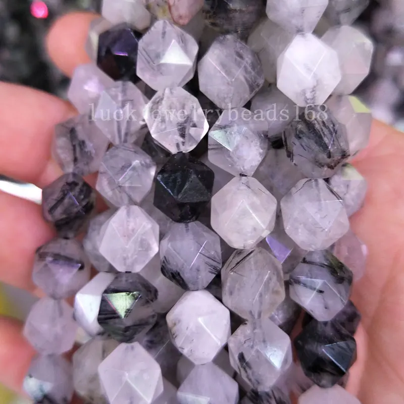 

1 strand Free Shipping Women Fashion Jewelry 6mm 8mm 10mm 12mm Natural Black Crystal Star Women Men Loose Beads 15.5" FG7784