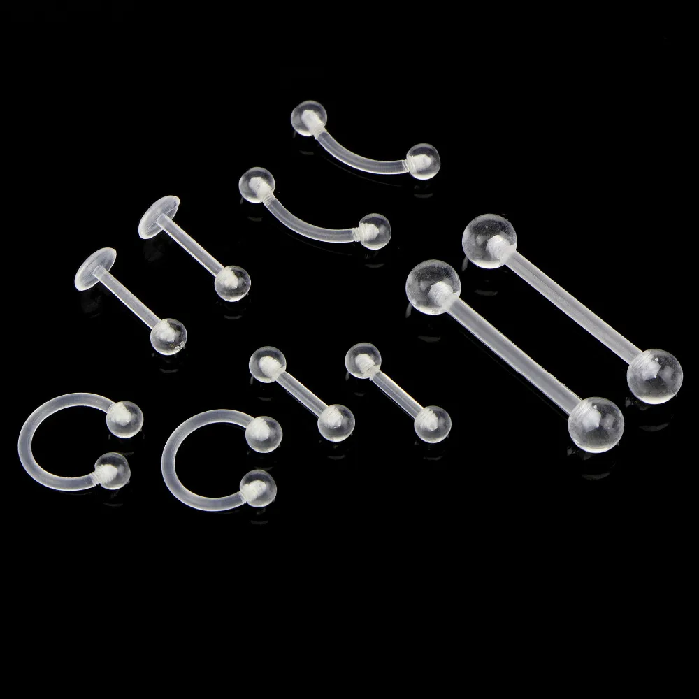 Wholesale10Pcs/Набор для бровей ниппель носа язык уха кольцо акриловые Сережка хряща