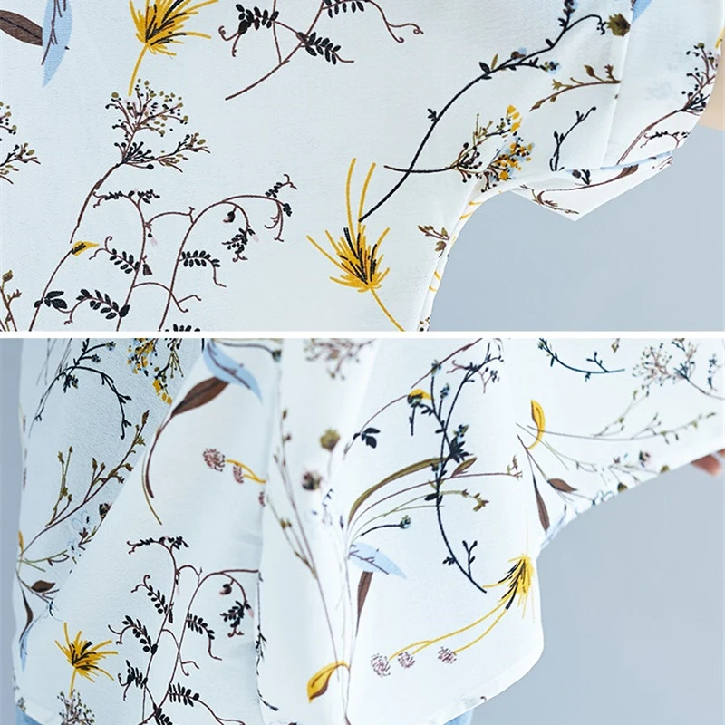 

Women Tops Blouses 2019 Summer Print Floral Bat Sleeve Casual Chiffon Shirt Loose Female Blouse Chemise Femme Elegant Shirt 478