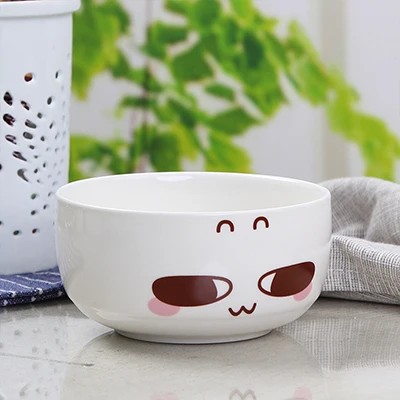 Коричневый Мультяшная керамическая чаша Happy Expression кухонные Миски Керамические Детские кухонные чаши аксессуары - Цвет: Коричневый