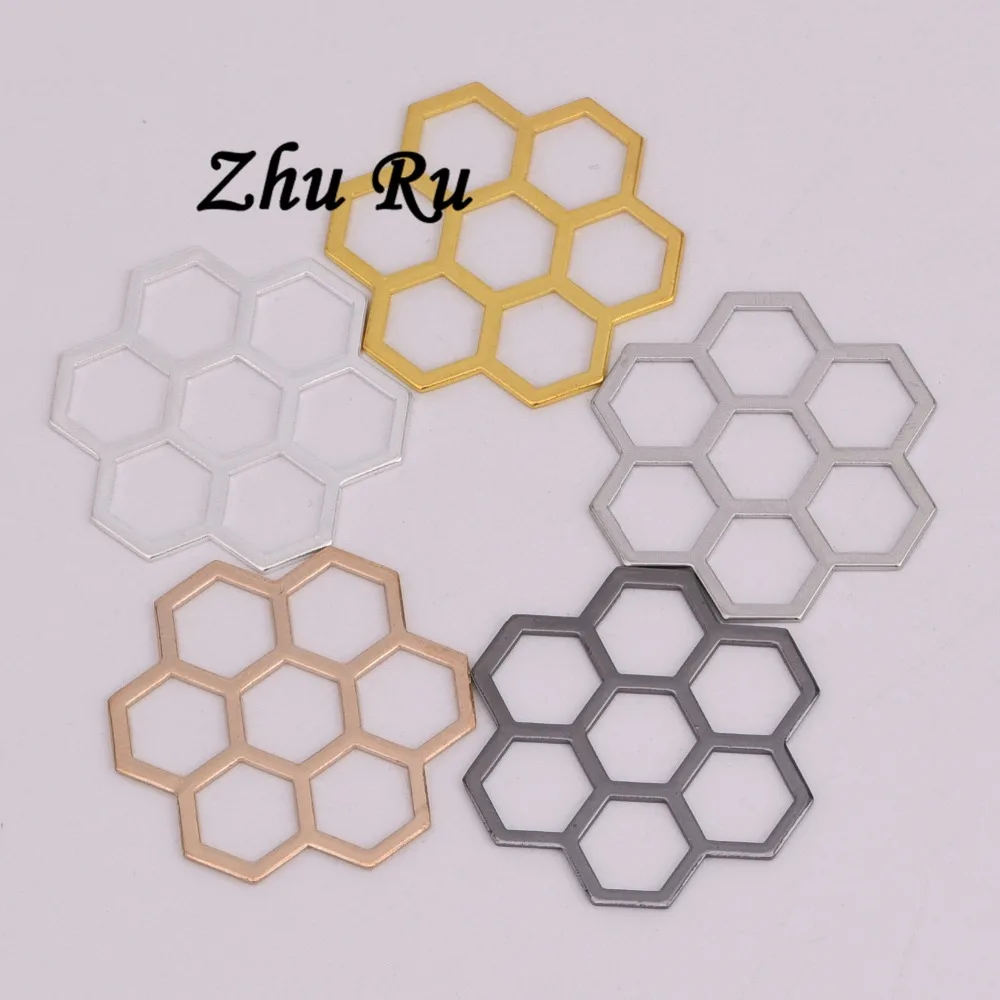 5 шт. ZHU RU 28 5*27 мм сетка Шестигранная семь ячеек слива цветок Подвески серьги