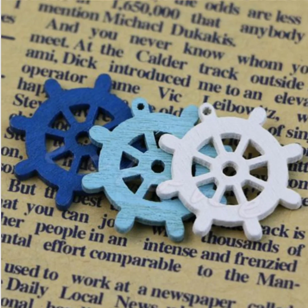 50Pcs Mini Anchor Wooden Buttons Nautical Sea Wheel Craft Sewing Widget Mixed Color Scrapbook Tools | Дом и сад