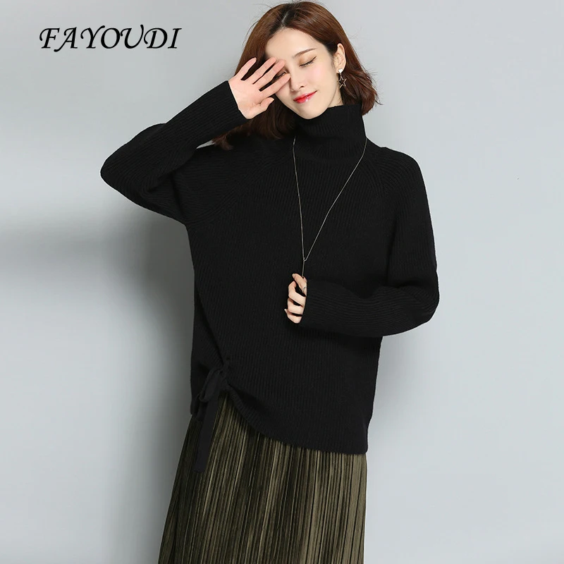2017 осенние и зимние новые женские с высоким воротником свитер короткими рукавами