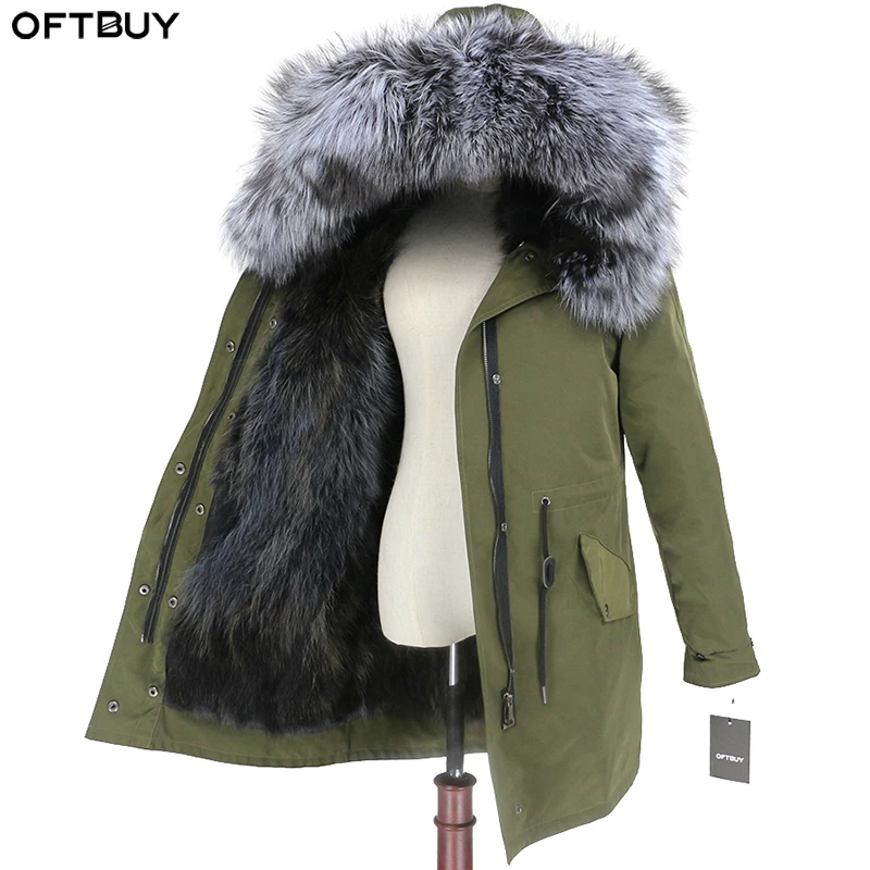 OFTBUY пальто с натуральным мехом, зимняя куртка для женщин, натуральный Лисий мех, водонепроницаемая парка, съемная верхняя одежда, Толстая теплая уличная одежда, бренд