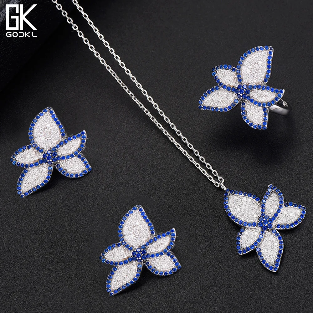 

GODKI Elegant Flower Party Jewelry Sets For Women Wedding Cubic Zircon Crystal CZ Dubai Bridal jewelry Sets