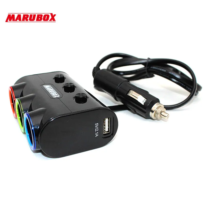 Marubox M11 Разветвитель пригуривателя в автомобиль 3 гнезда с 2USB 3.1A пригуривателя