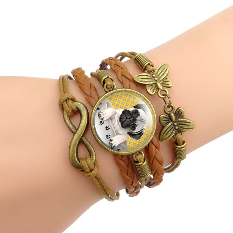 Чайная чашка мопса стеклянные браслеты и бесконечная бабочка ручная работа