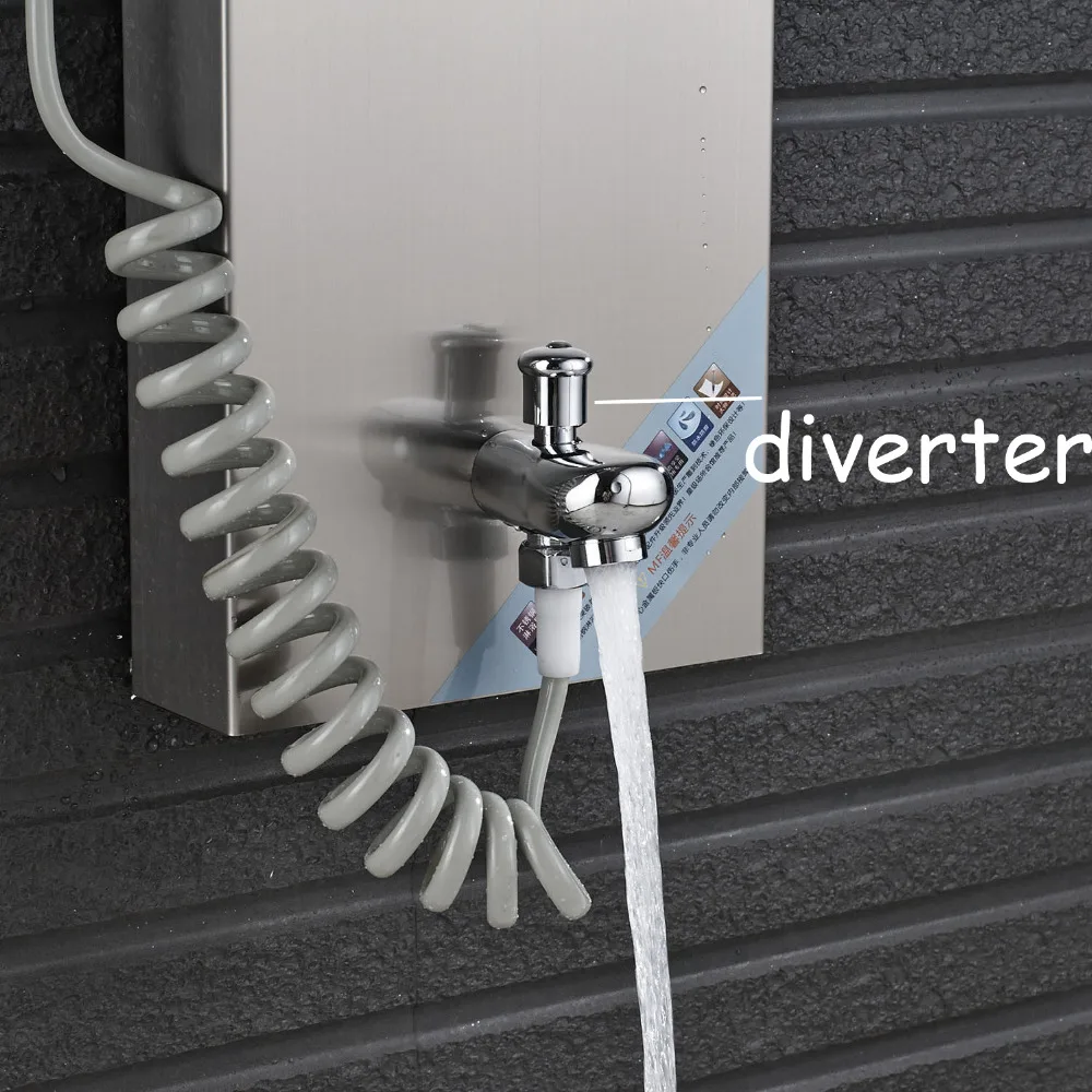 Bathroom Shower Panel Column Brushed Nickel LED Rain waterfall Shower Panel 6 Functions 2 massage Big display With Bidet Taps