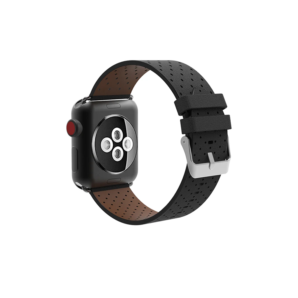 Для Apple Wacth 4 Band вентилируемый кожаный стиль ремешок для часов Apple Watch Series 1 2 3 Мужской сменный ремешок для наручных часов браслет