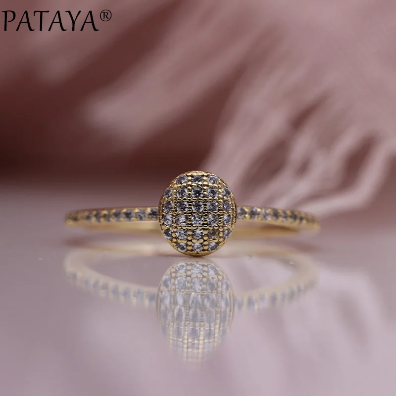 PATAYA, новинка, женские роскошные кольца, белые, Круглые, натуральный циркон, для свадьбы, вечеринки, модные ювелирные изделия, полые, Овальные, хорошее кольцо, простой, супер подарок