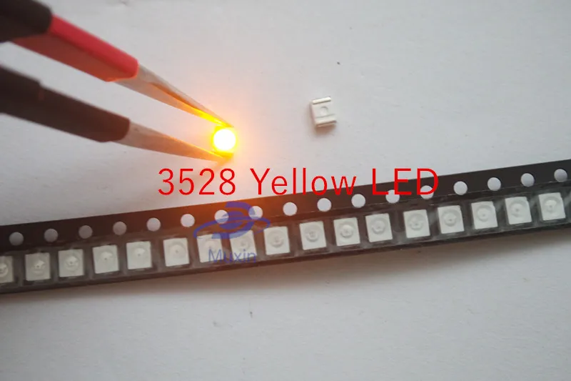 500 шт. 3528 1210 SMD Желтый светодиодный чип 20mA SMT количество поверхности 590nm ультра