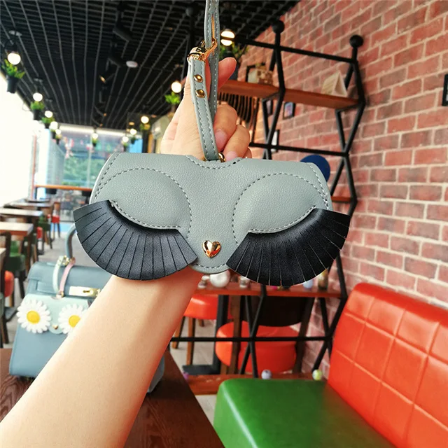 gray black Новая мода животных мультфильм женщин портативный чехол из искусственной кожи солнцезащитные очки коробка для очков Солнцезащитные очки милая защитная сумка - Цвет: gray black