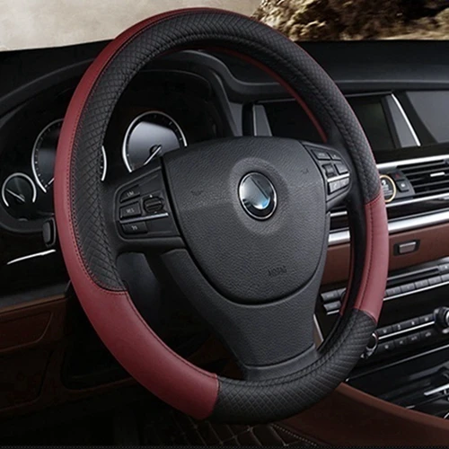 Coffee Многоцветный Универсальный чехол рулевого колеса автомобиля из искусственной кожи 15 дюймов 38 см - Название цвета: Coffee