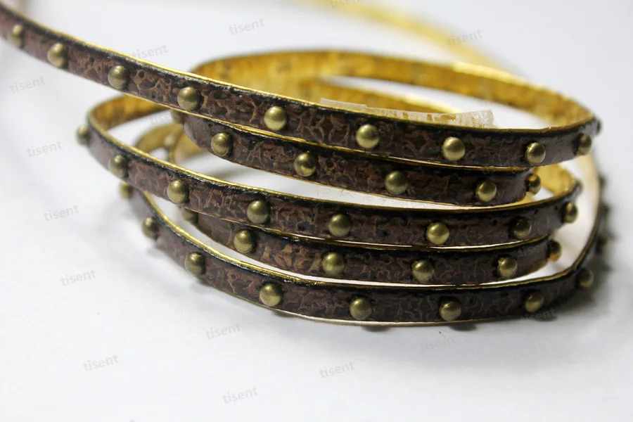 6 colors-5x2mm Flat PU leather cords Rivets Studs with Gold Color Back for Bracelet making | Украшения и аксессуары