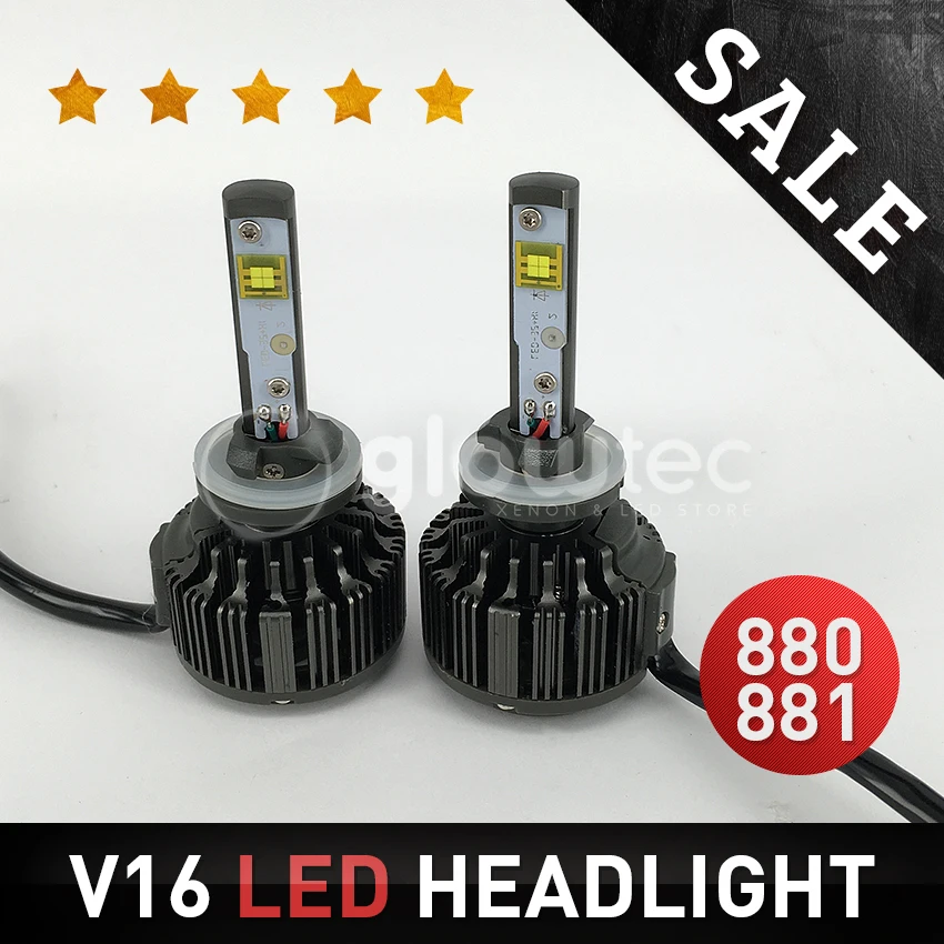 

V16 LED HEADLIGHT 880 881 Turbo 40w 3600lm 880 LED bulb All in one car led headlight kit COB GLOWTEC