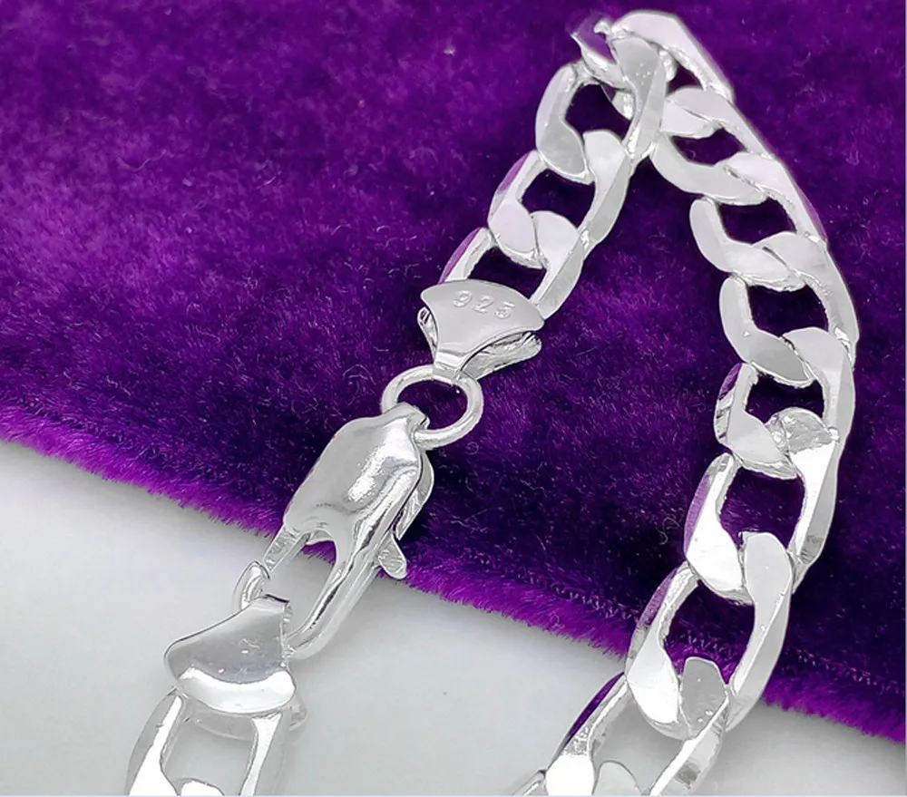 Браслет из серебра 925 пробы для мужчин и женщин плоский кожаный итальянские