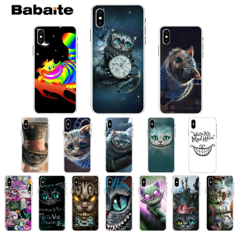 Прозрачный чехол для телефона Babaite Alice in Wonderland с Чеширским котом Apple iPhone 8 7 6 6S Plus X XS
