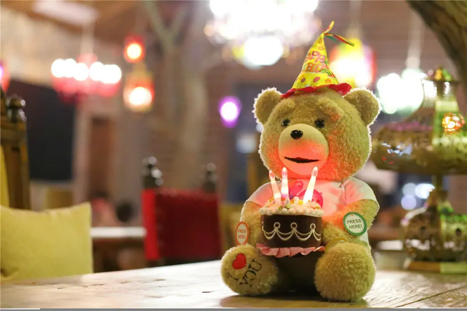 20 &quot/50 см говорящий плюшевый мишка с подвижным ртом Тонущая песня днем рождения и