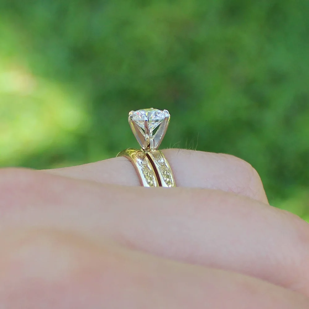14 к желтое золото 0.5ct 5 мм муассанит обручальное кольцо, набор лабораторных бриллиантов, обручальное кольцо для женщин