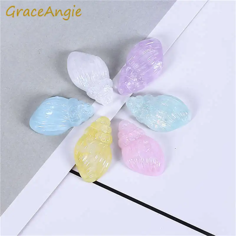 

GraceAngie 20pcs Resin Sea Conch Mixed Charms Flatback Cabochon Scrapbooking For Phone Decor Slime DIY Accessories
