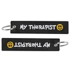Брелок для ключей с вышивкой Мой терапевт, черный, 20 шт.