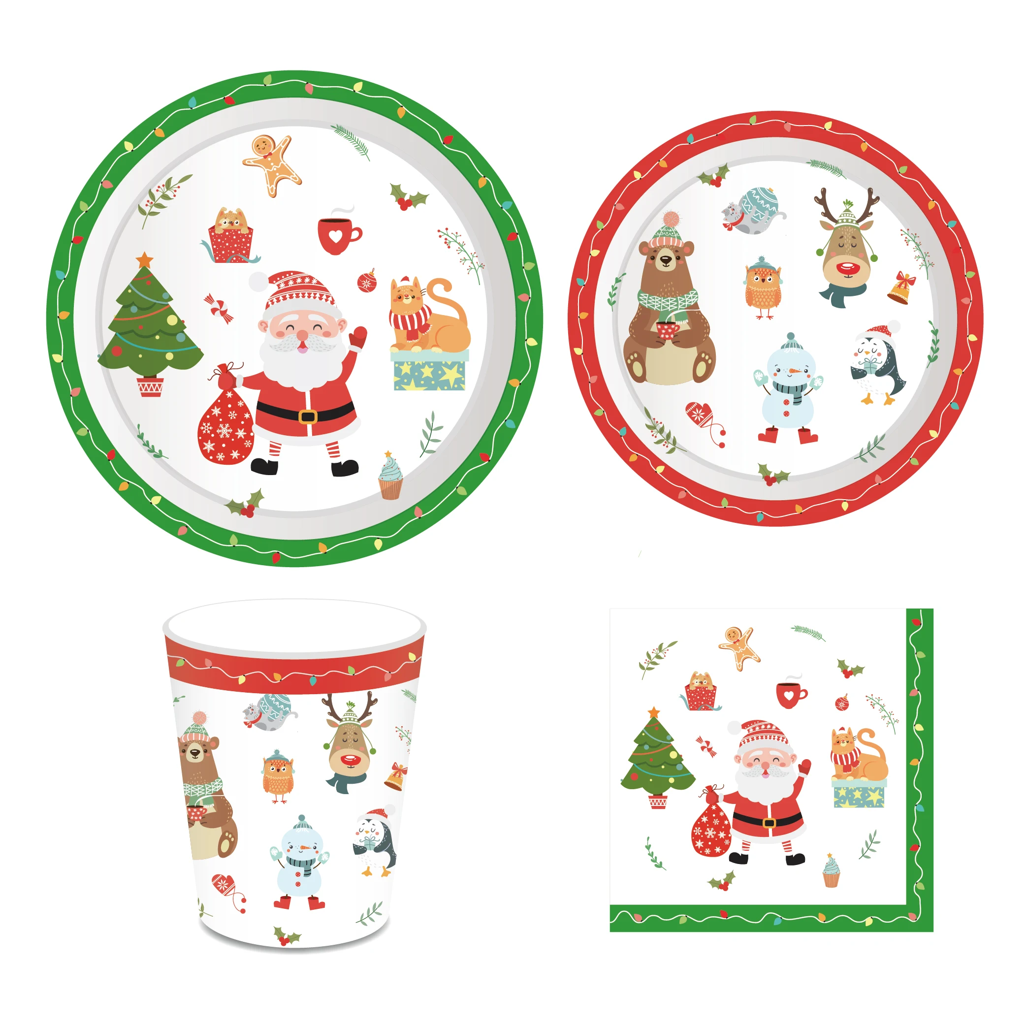 

20pcs Merry Christmas Santa Claus Tableware Sets Disposable Napkin Napkins for Home Decors of Christmas Party Favors