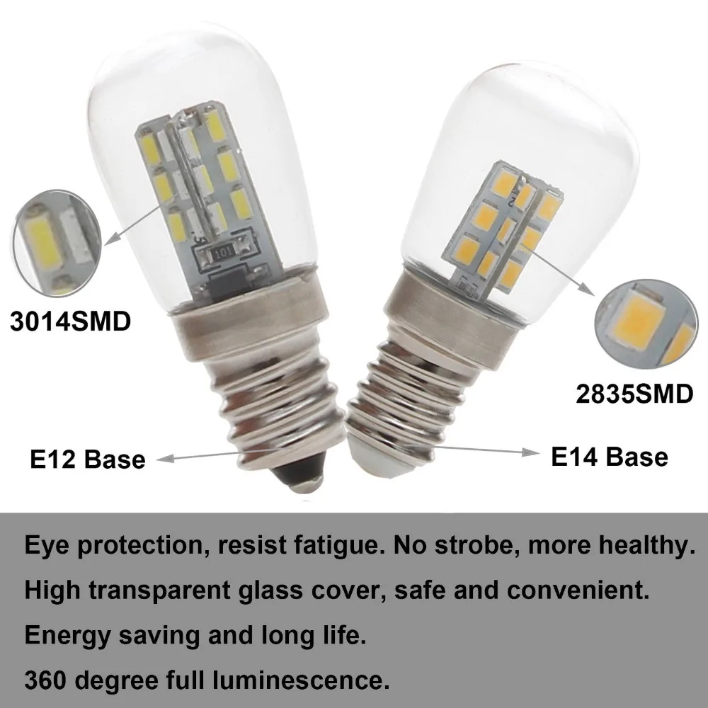 Светодиодный светильник E12 E14 2 Вт 3014 SMD 24 светодиодный высокая яркость стеклянная