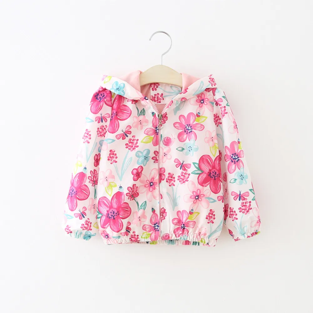 Пальто и куртки для девочек Детская осенняя одежда с принтом в виде цветов