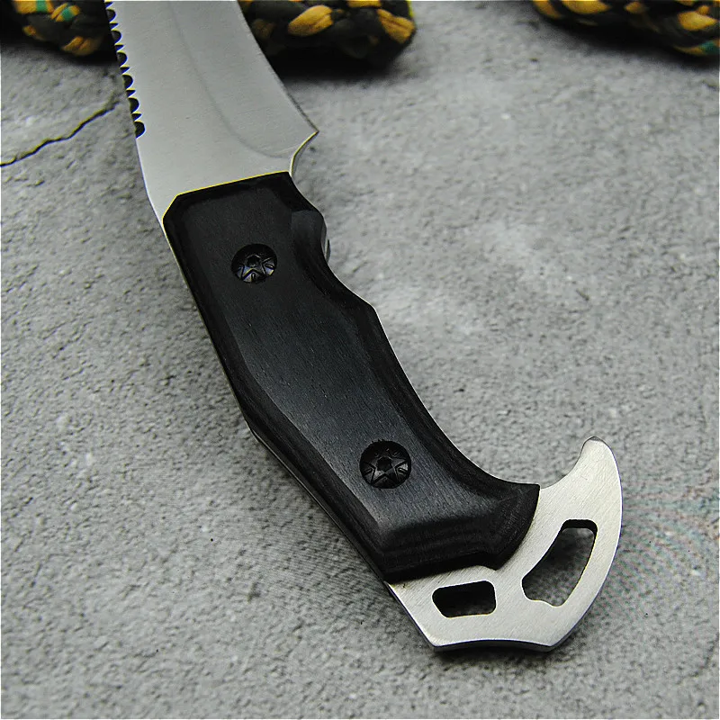 Ebony открытый 58HRC прямой нож Серебряный североамериканский охотничий нож кемпинг тактика прямой нож с кожаным покрытием