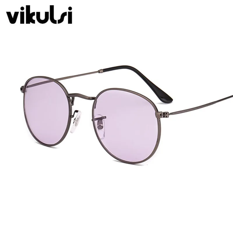 D27 purple Новинка, роскошные брендовые дизайнерские прозрачные солнцезащитные очки, Классическая оправа для мужчин и женщин, круглые прозрачные солнцезащитные очки, желтые оттенки, UV400 - Цвет линз: D27 purple